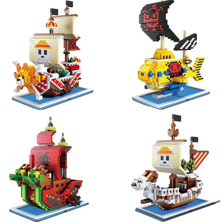 Model Kit Thousand Sunny - Mainan Figur Bongkar Pasang Bata Mini