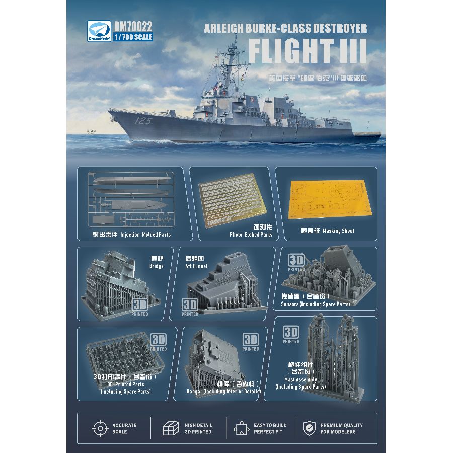 Model Kit Destroyer - DM70022 DREAM 1/700 Kit Model Kapal