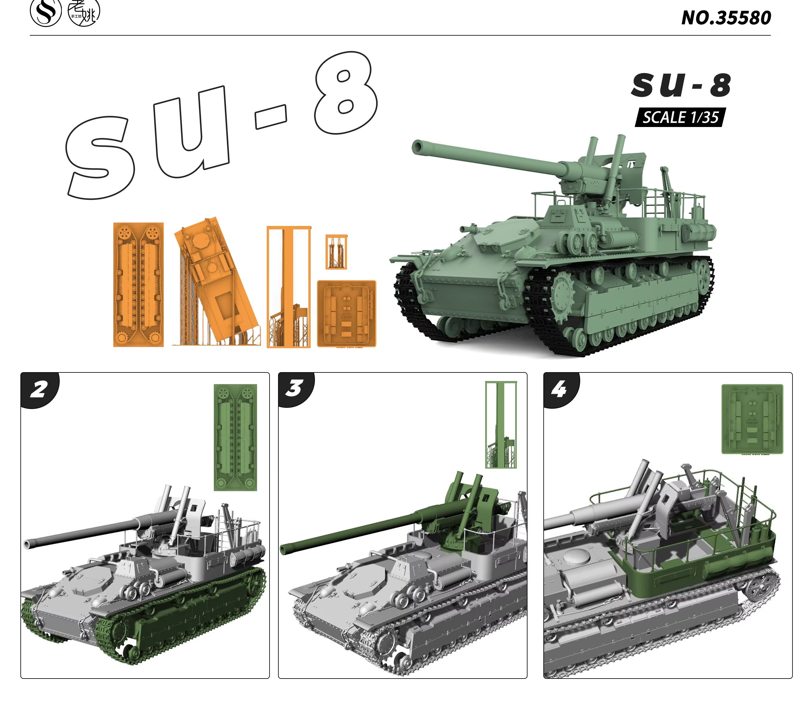 Model Kit Destroyer - Pembasmi Tank Soviet SU-8 MRY-SFW SS580